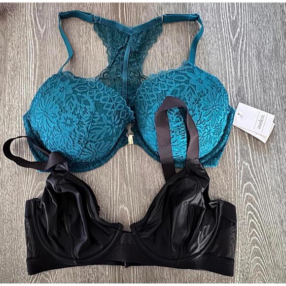 Maidenform Auden Teal Black Bra Bundle Women Size 36D - Picture 1 of 2